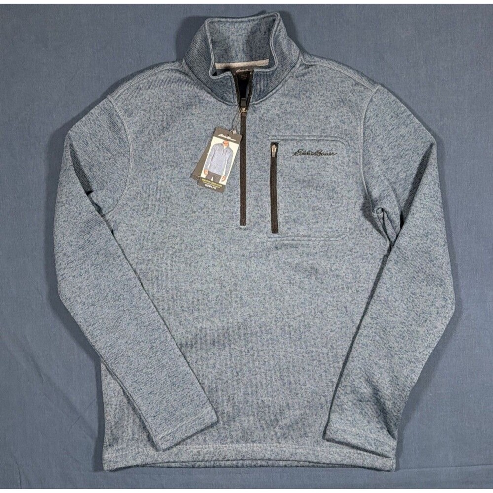 Eddie Bauer 1/4 Zip Pullover Mens Small Blue Radiator Fleece Outdoors Sweater